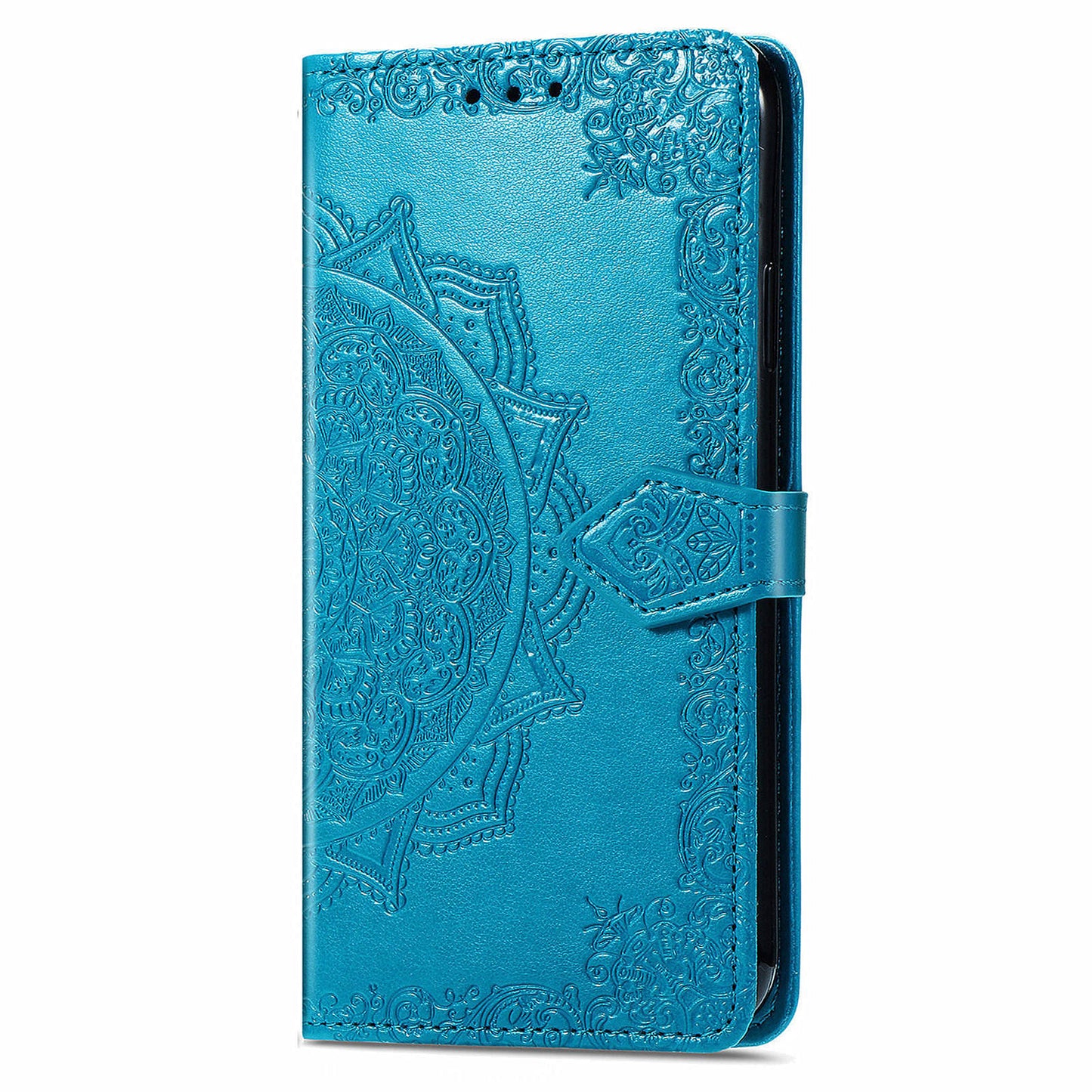 For Transsion Tecno Spark 20C Wallet Case Mandala Flower Leather Phone Cover - Blue