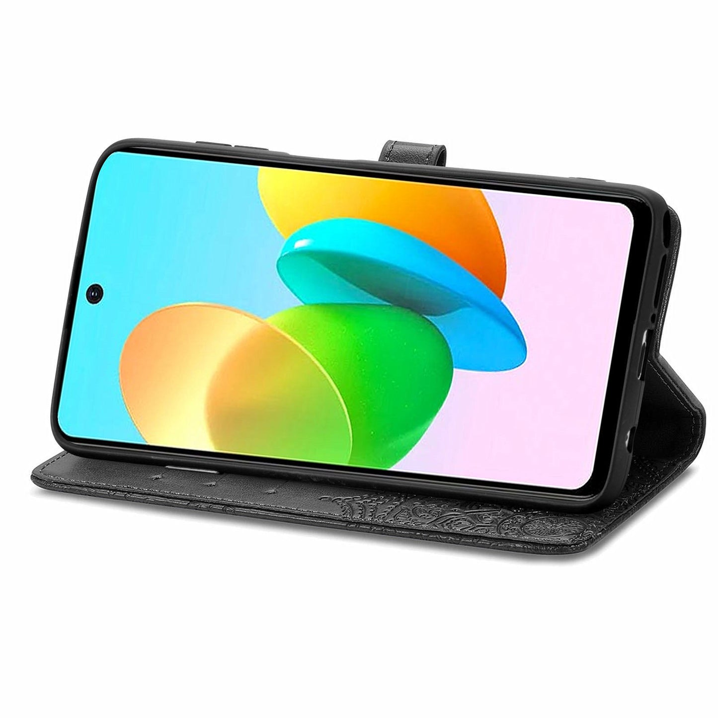 For Transsion Tecno Spark 20C Wallet Case Mandala Flower Leather Phone Cover - Black