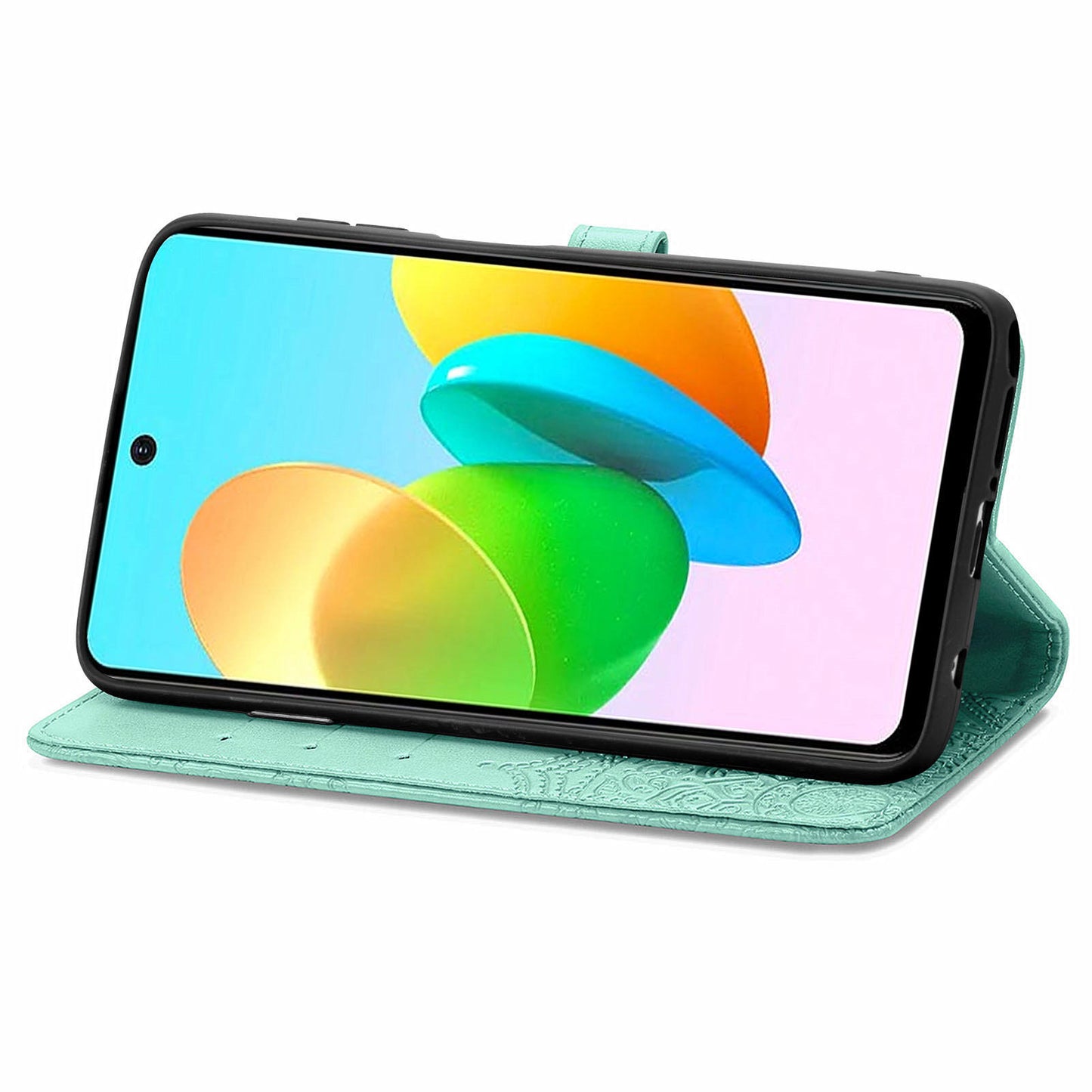 For Transsion Tecno Spark 20C Wallet Case Mandala Flower Leather Phone Cover - Green