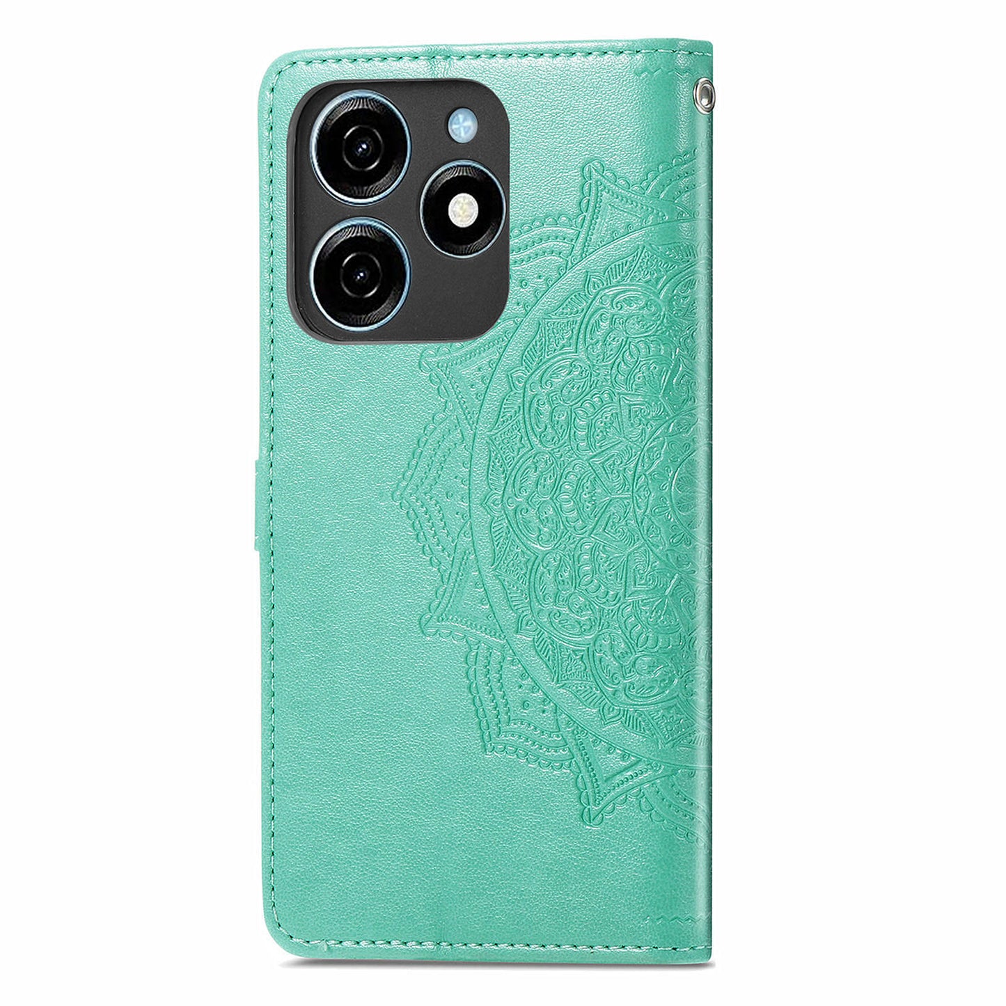 For Transsion Tecno Spark 20C Wallet Case Mandala Flower Leather Phone Cover - Green