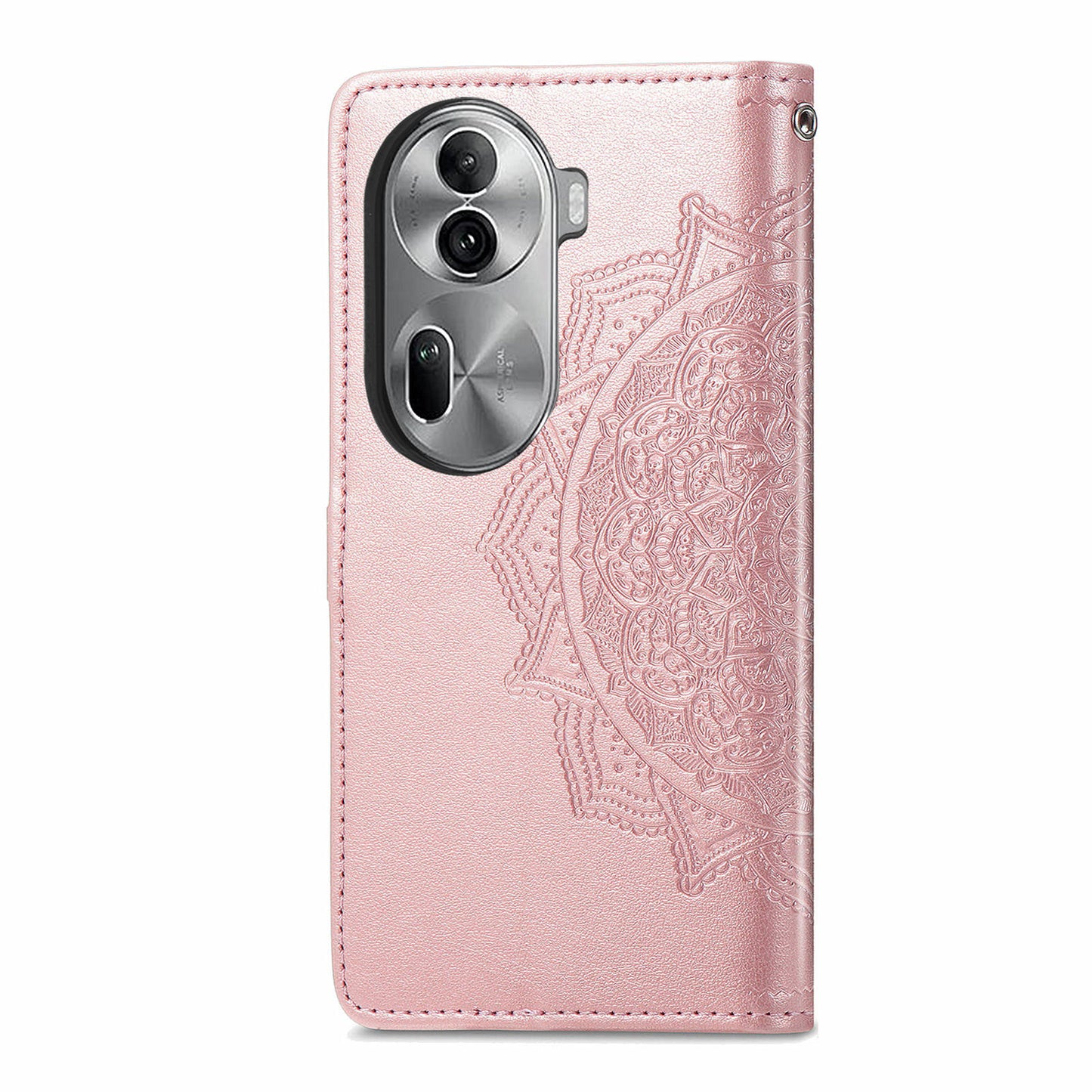 For Oppo Reno11 Pro 5G (Global) Case Emboss Mandala Flower Leather Phone Cover - Rose Gold