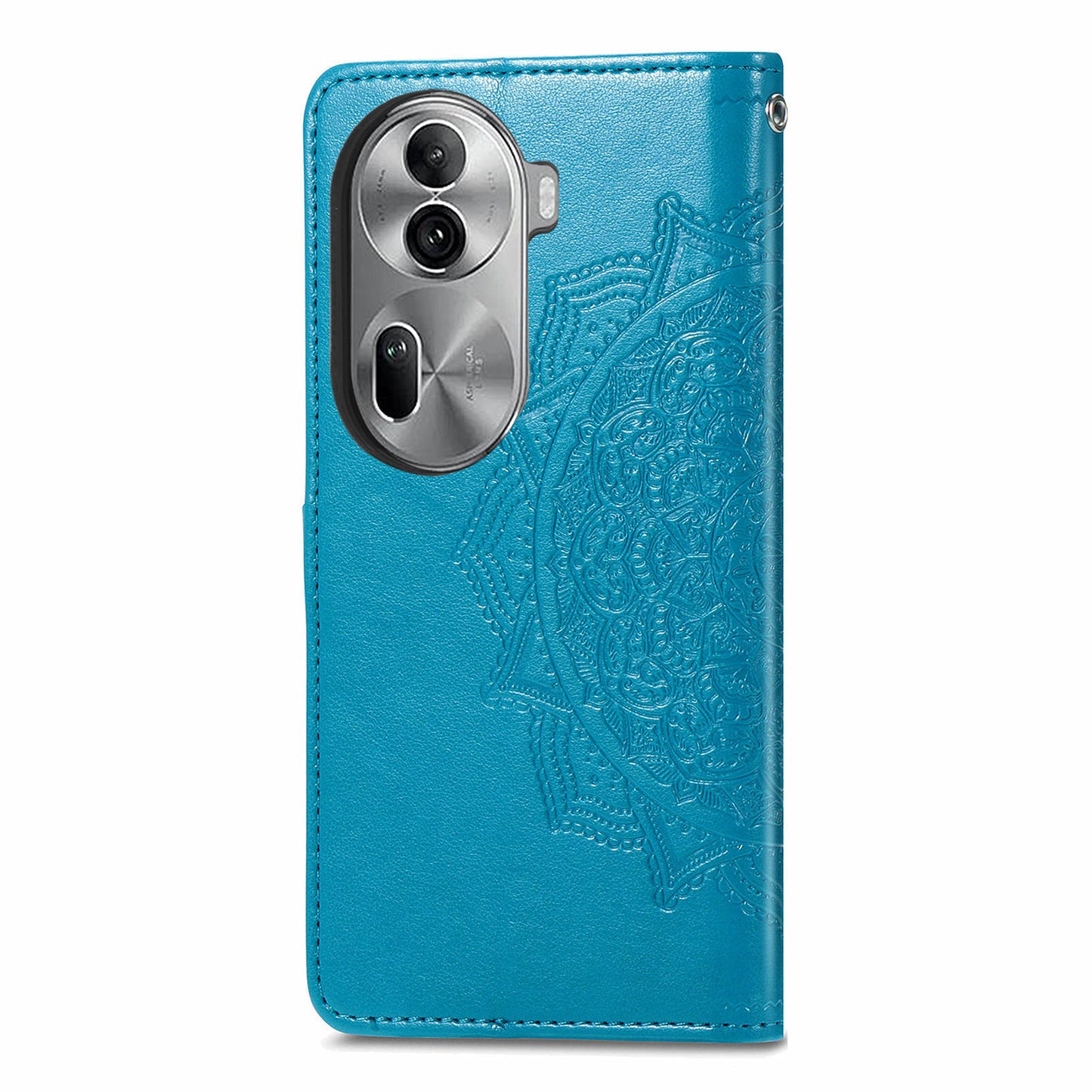 For Oppo Reno11 Pro 5G (Global) Case Emboss Mandala Flower Leather Phone Cover - Blue