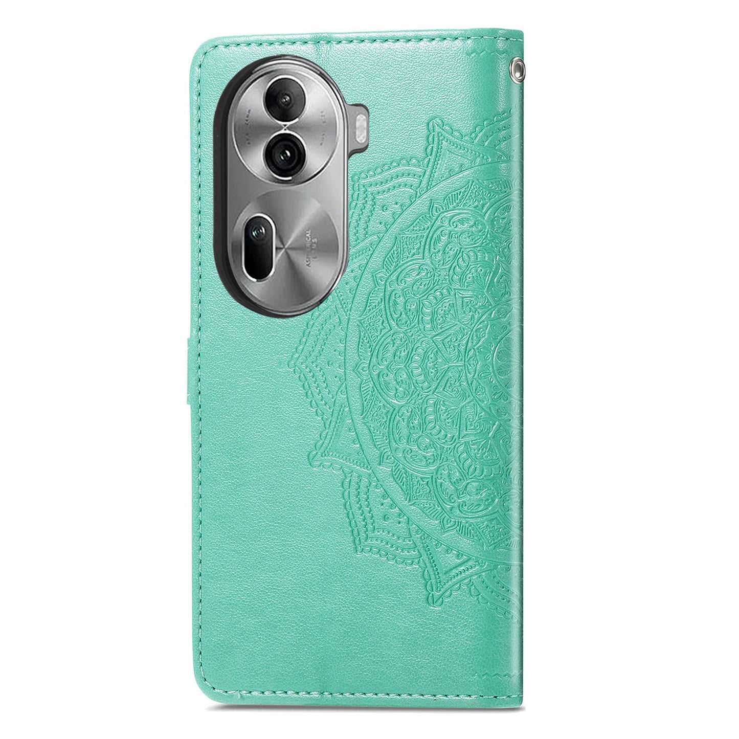For Oppo Reno11 Pro 5G (Global) Case Emboss Mandala Flower Leather Phone Cover - Green