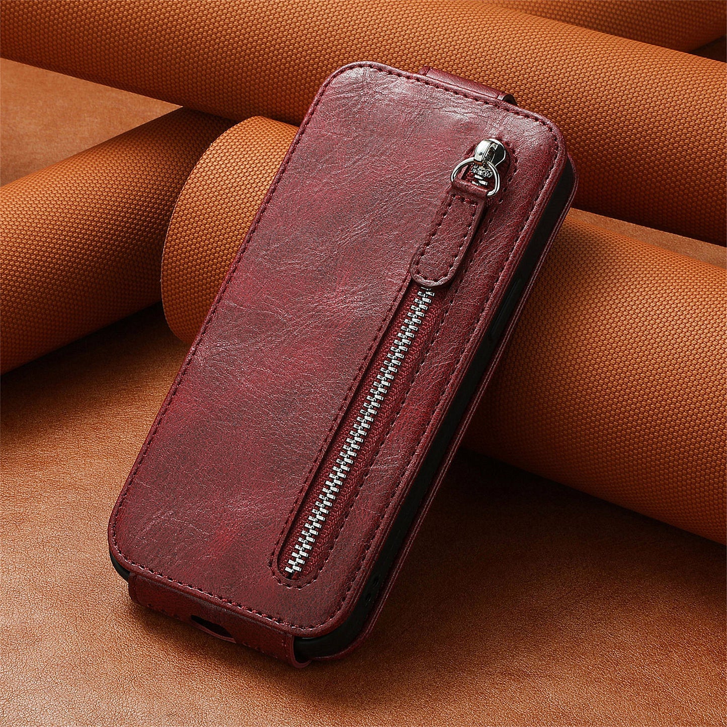 For Google Pixel 9 Cover Zipper Pocket PU Leather Phone Case Supplier - Wine Red
