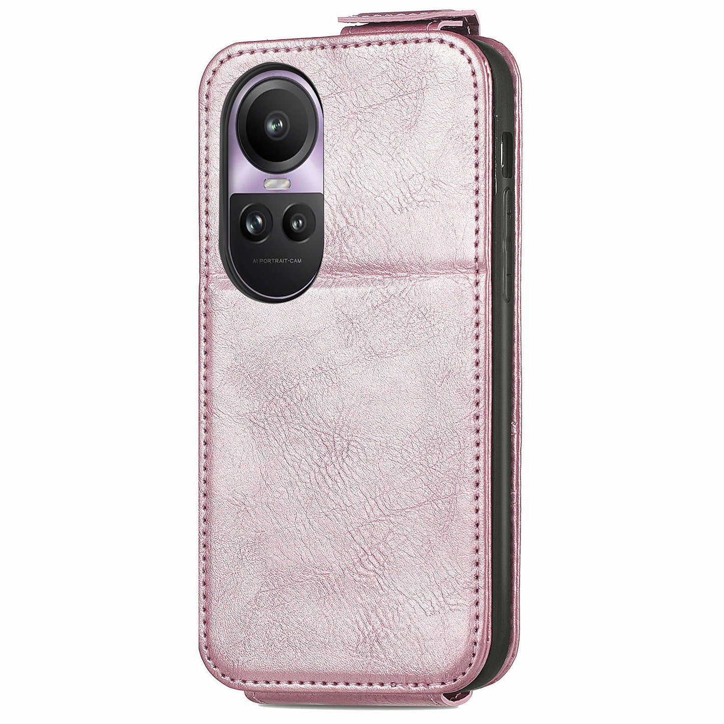 For Oppo Reno11 Pro 5G (Global) Case Zipper Wallet Leather Cover Vertical Flip Closure - Rose Gold