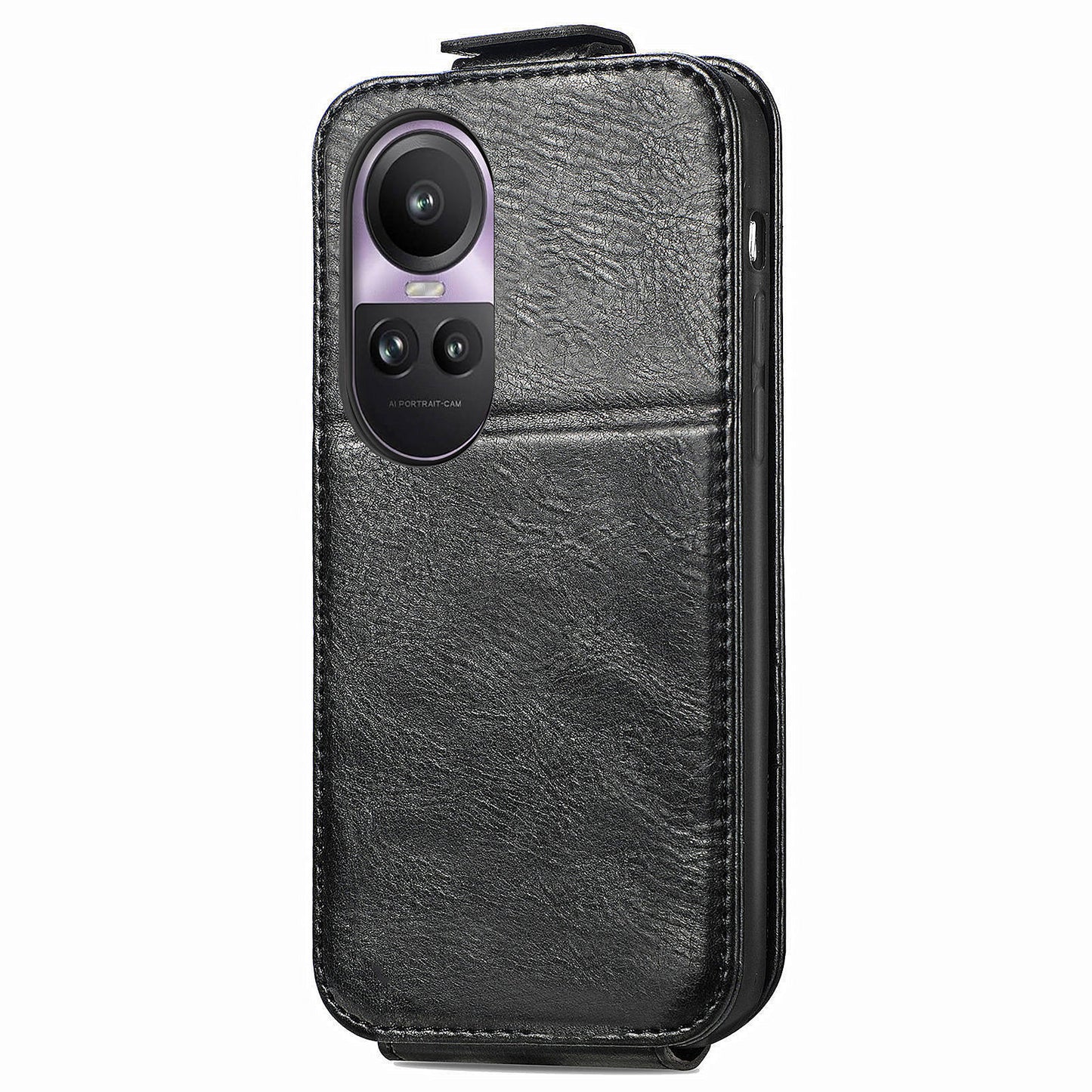 For Oppo Reno11 Pro 5G (Global) Case Zipper Wallet Leather Cover Vertical Flip Closure - Black