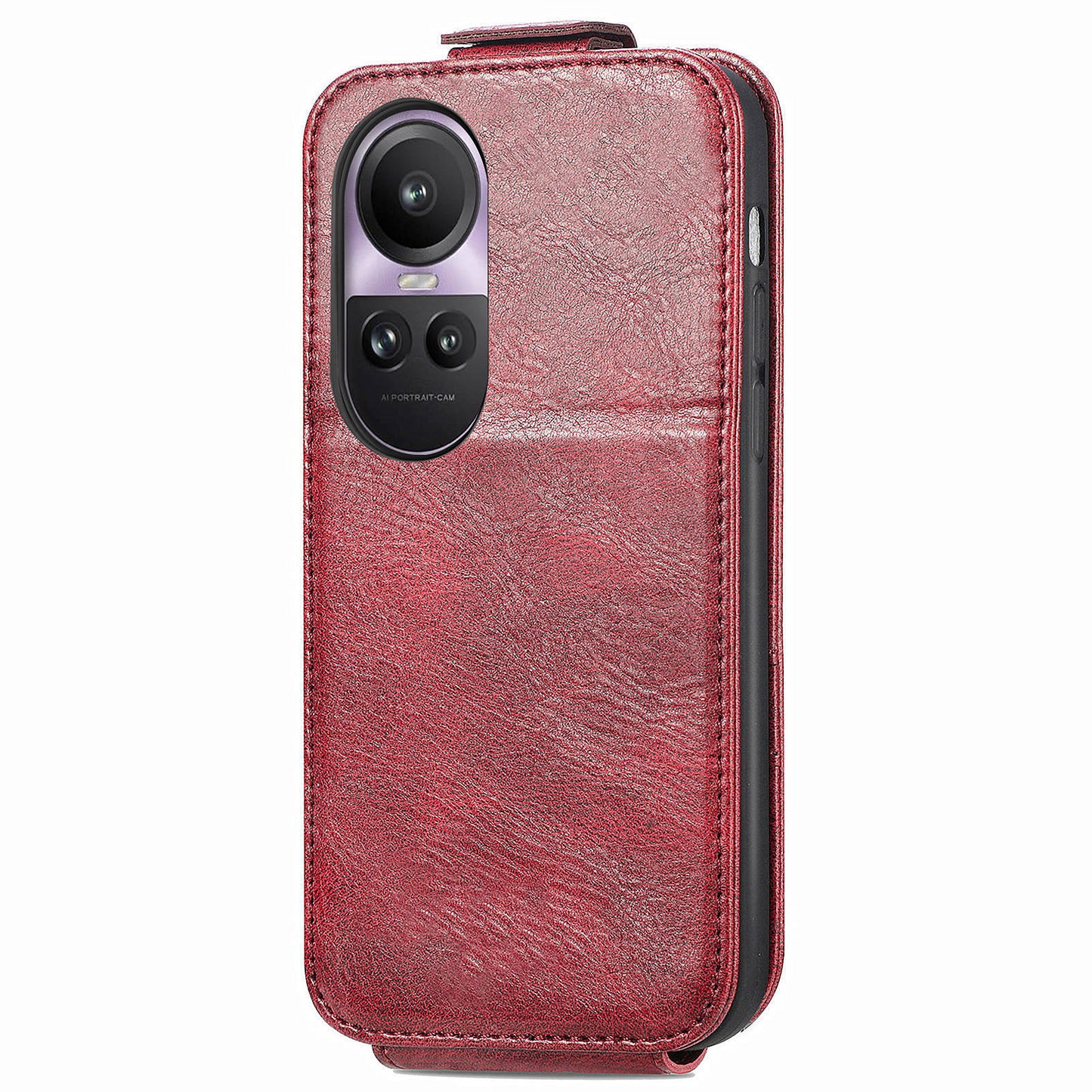 For Oppo Reno11 Pro 5G (Global) Case Zipper Wallet Leather Cover Vertical Flip Closure - Wine Red