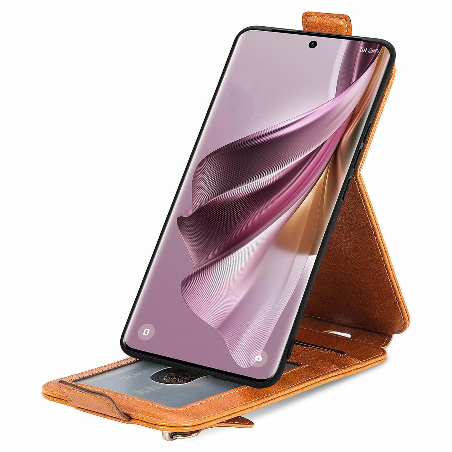 For Oppo Reno11 Pro 5G (Global) Case Zipper Wallet Leather Cover Vertical Flip Closure - Brown