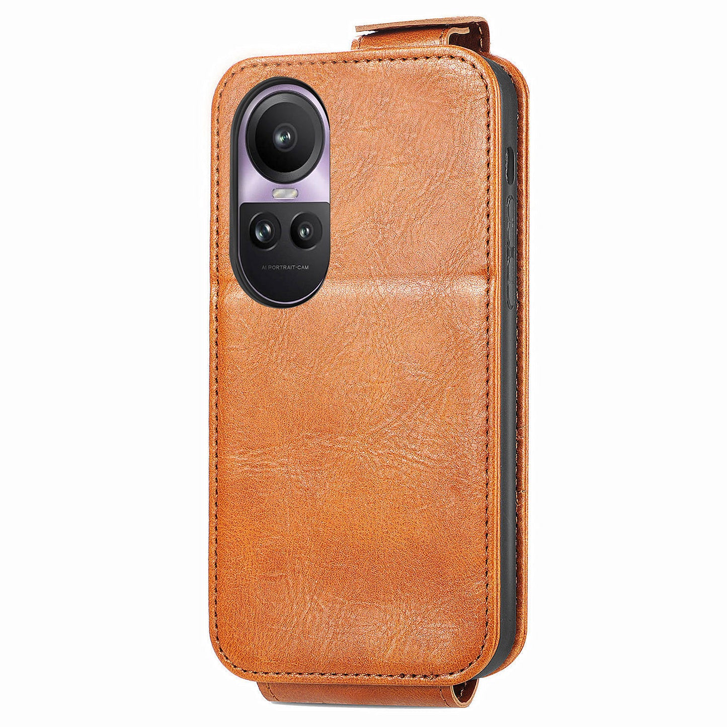 For Oppo Reno11 Pro 5G (Global) Case Zipper Wallet Leather Cover Vertical Flip Closure - Brown
