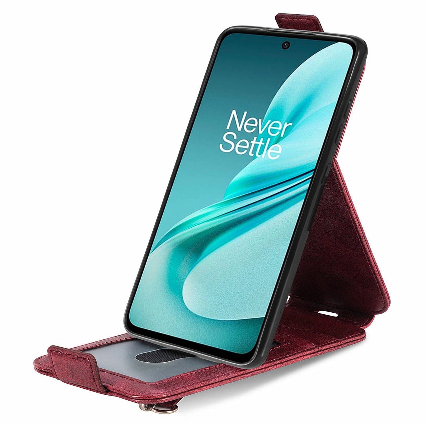 For OnePlus Nord N30 SE 5G Leather Wallet Case Zipper Pocket Phone Cover - Wine Red