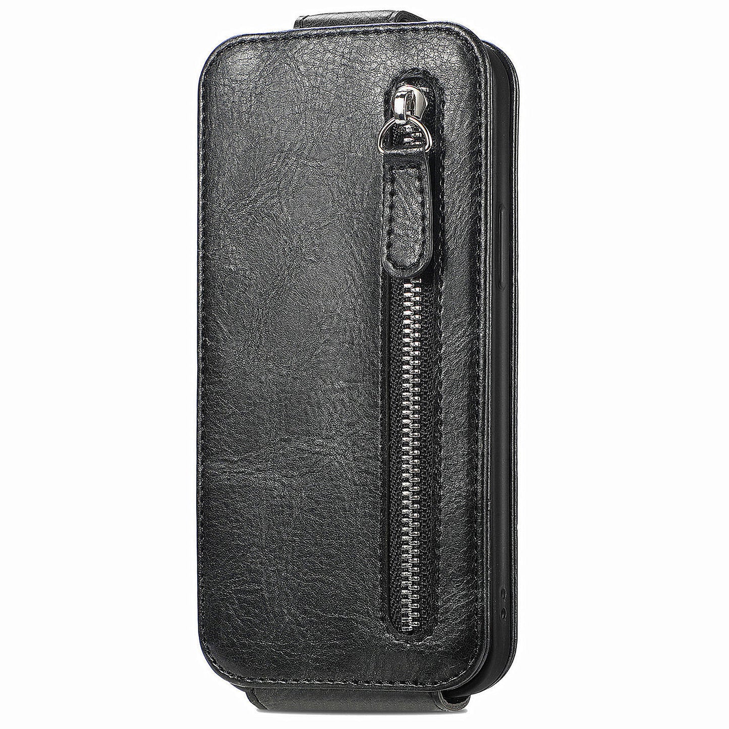 For Oppo Reno11 5G (Global) Cell Phone Case Zipper Pocket Vertical Flip PU Leather Anti-drop Cover - Black