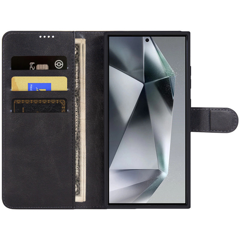 IMAK For Samsung Galaxy S24 Ultra Case Wallet PU Leather Protective Phone Cover - Black