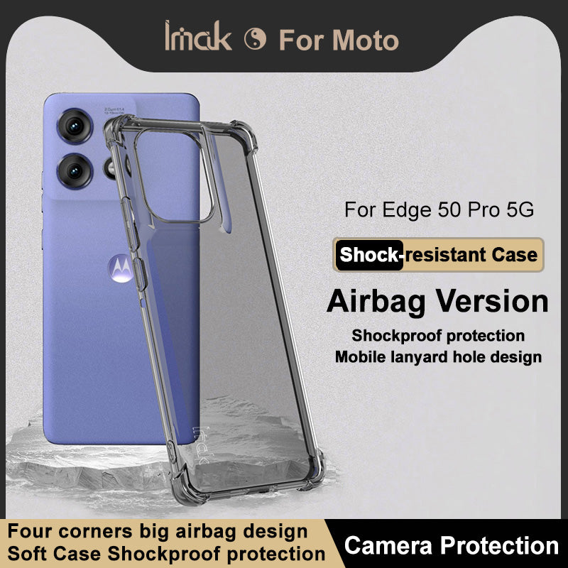 IMAK For Motorola Edge 50 Pro 5G TPU Case Airbag Protection Anti-drop Phone Cover - Transparent Black