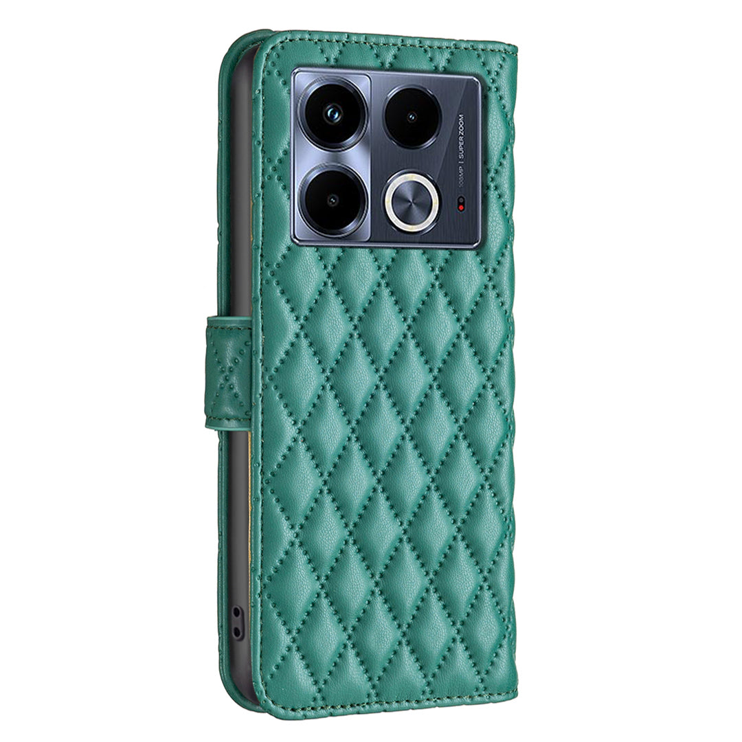 BINFEN COLOR BF Style-14 For Transsion Infinix Note 40 Case Wallet Rhombus Phone Leather Cover - Green