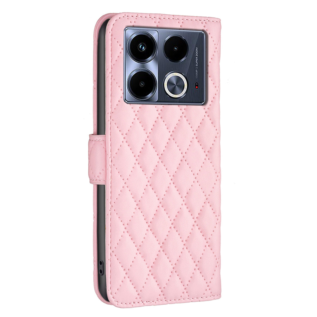 BINFEN COLOR BF Style-14 For Transsion Infinix Note 40 Case Wallet Rhombus Phone Leather Cover - Pink