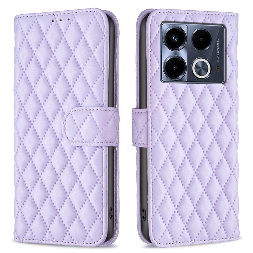 BINFEN COLOR BF Style-14 For Transsion Infinix Note 40 Case Wallet Rhombus Phone Leather Cover - Purple