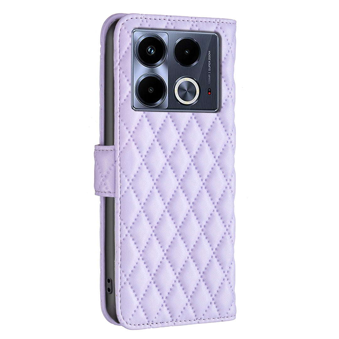 BINFEN COLOR BF Style-14 For Transsion Infinix Note 40 Case Wallet Rhombus Phone Leather Cover - Purple
