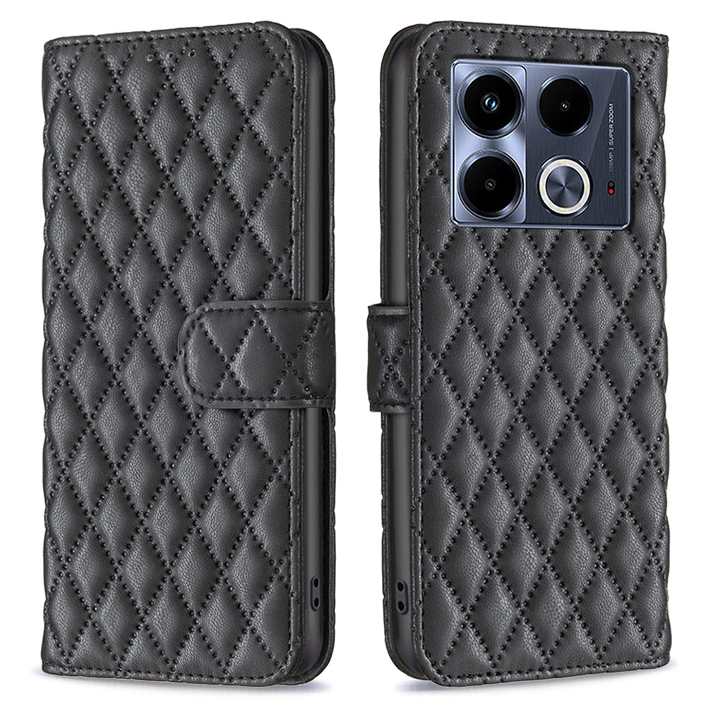 BINFEN COLOR BF Style-14 For Transsion Infinix Note 40 Case Wallet Rhombus Phone Leather Cover - Black
