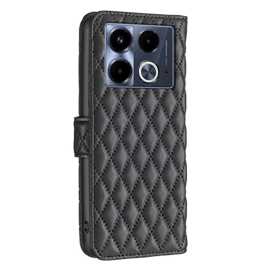 BINFEN COLOR BF Style-14 For Transsion Infinix Note 40 Case Wallet Rhombus Phone Leather Cover - Black