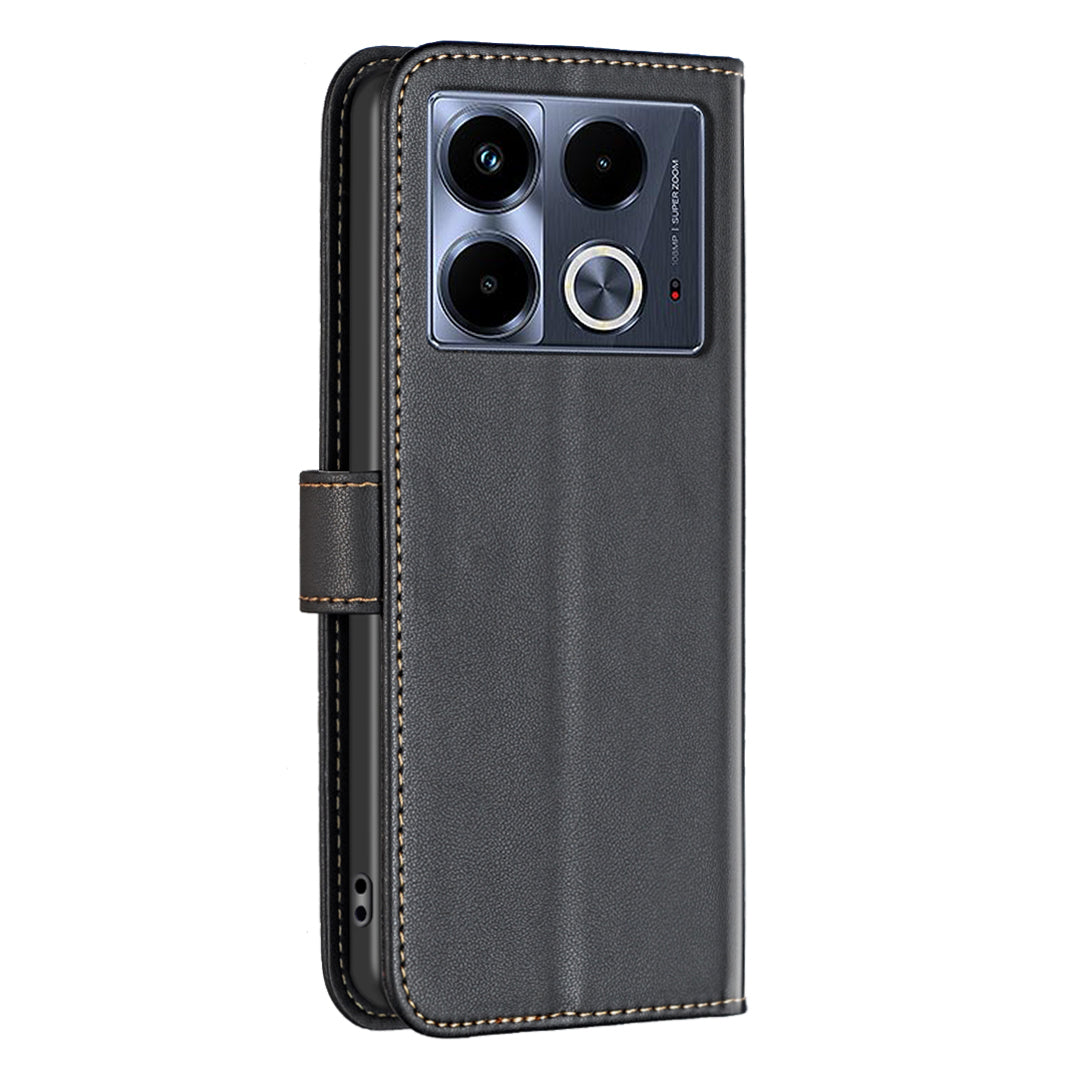 BINFEN COLOR BF17 For Transsion Infinix Note 40 Case Shockproof Leather Phone Wallet Cover - Black