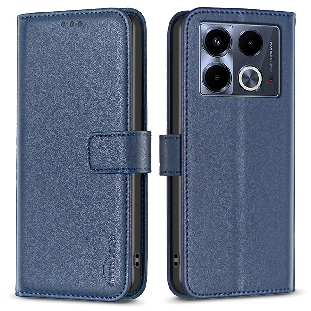 BINFEN COLOR BF17 For Transsion Infinix Note 40 Case Shockproof Leather Phone Wallet Cover - Blue