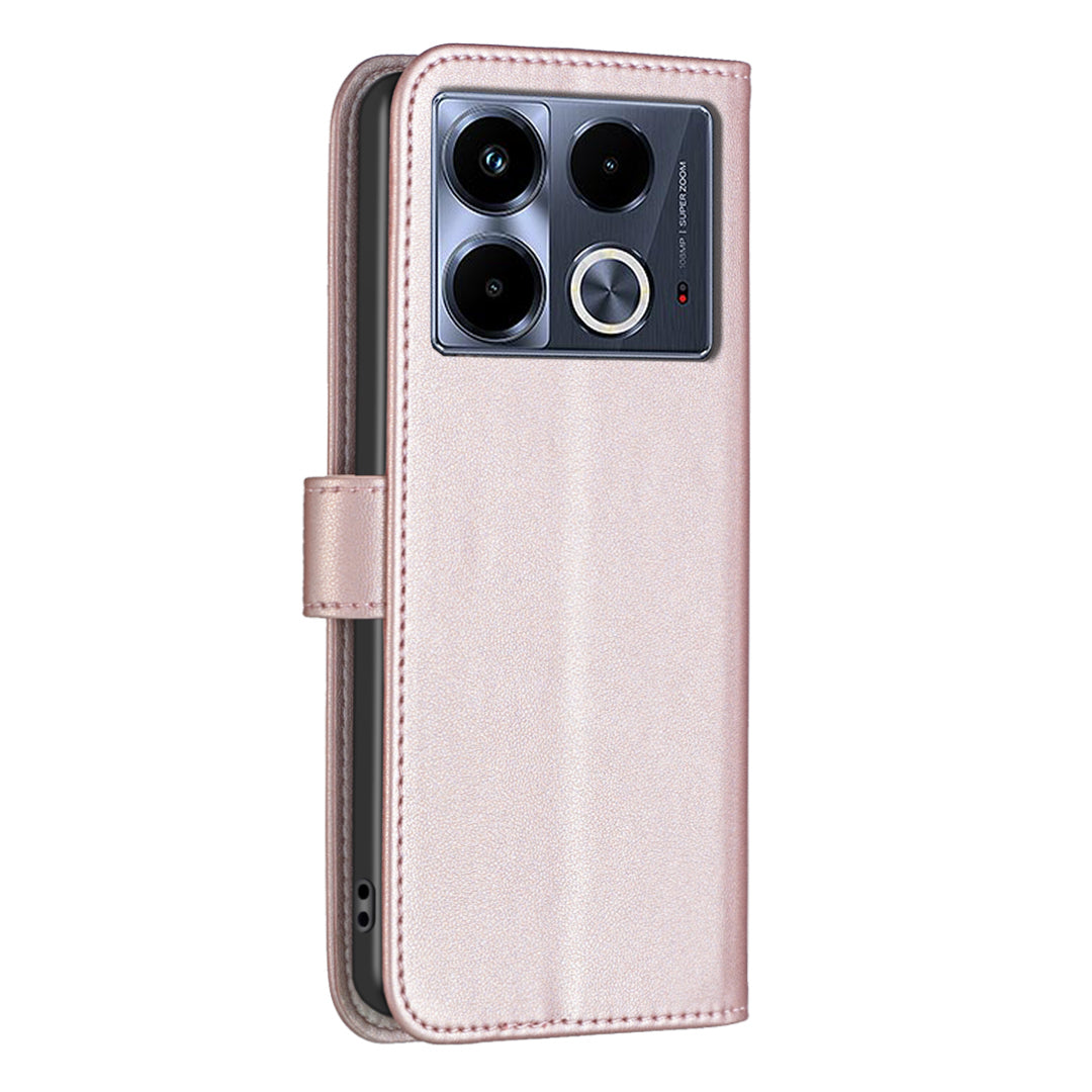 BINFEN COLOR BF17 For Transsion Infinix Note 40 Case Shockproof Leather Phone Wallet Cover - Rose Gold