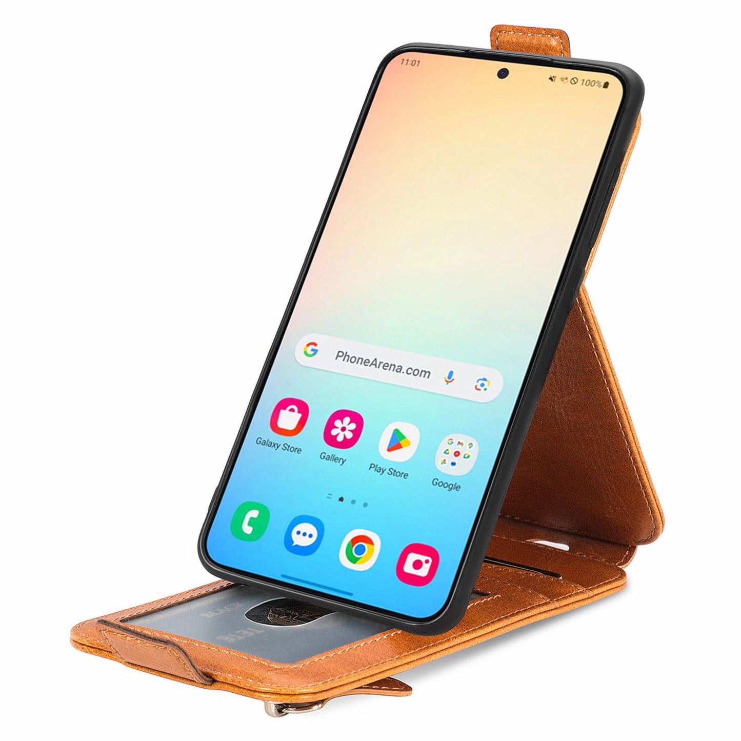 For Samsung Galaxy S24 Leather Case Zipper Wallet Phone Cover Mobile Accessories Wholesale - Brown