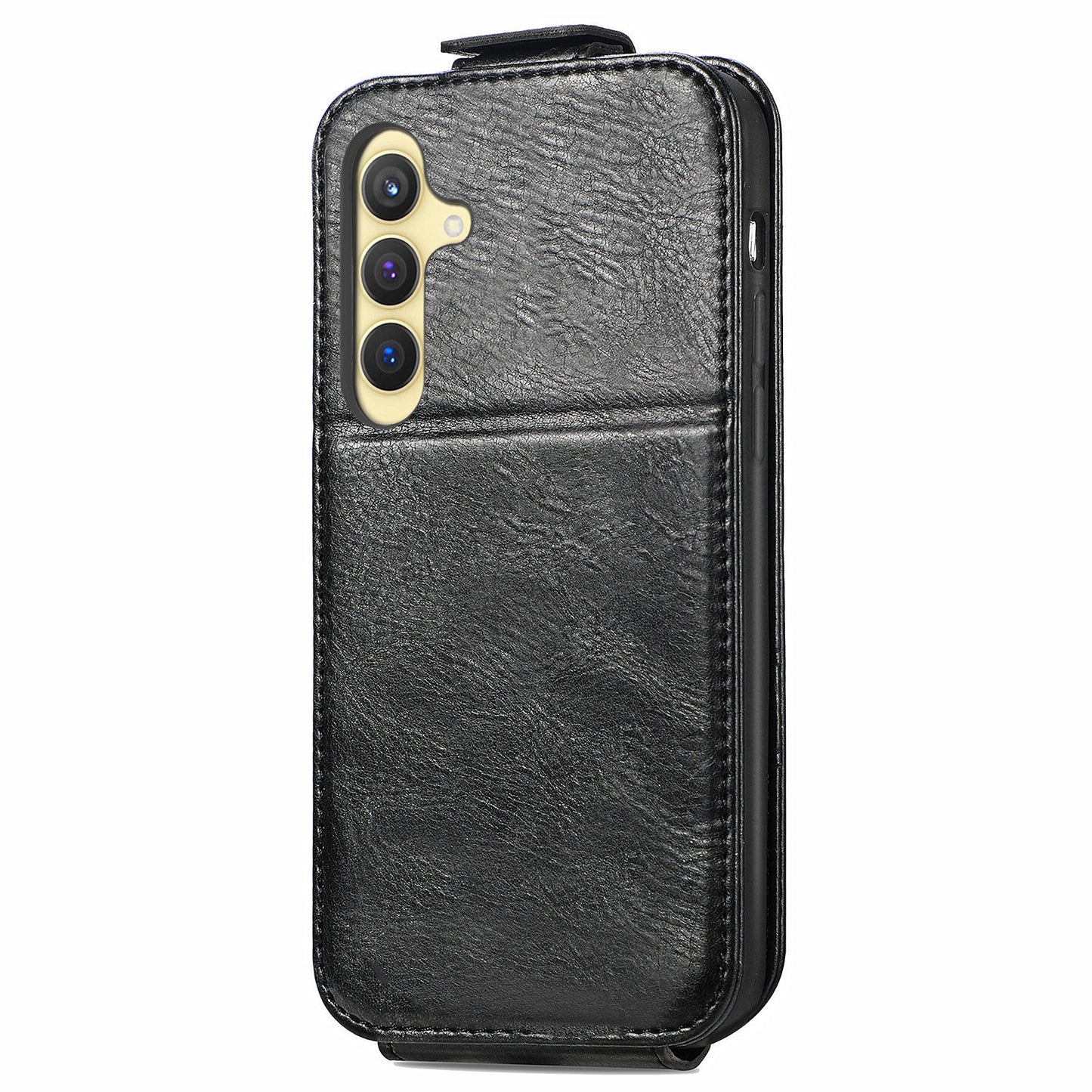 For Samsung Galaxy S24+ Case Zipper Wallet PU Leather Stand Phone Cover - Black
