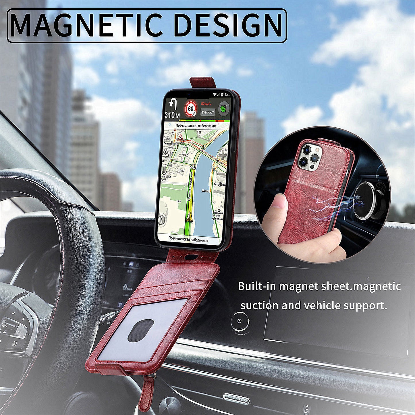 For Samsung Galaxy A15 4G Case Zipper Pocket PU Leather Vertical Flip Wallet Phone Cover - Wine Red