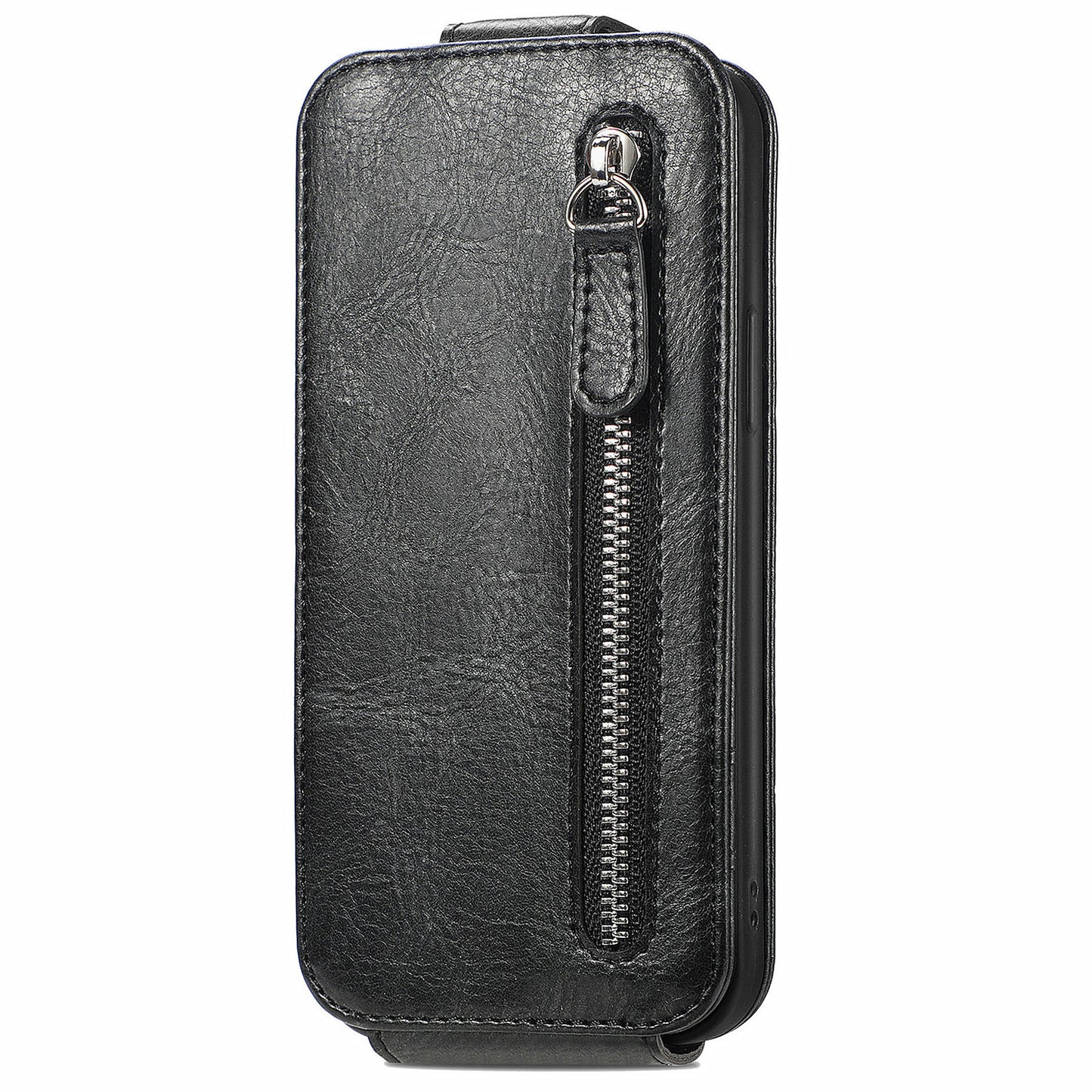 For Samsung Galaxy S24 Ultra Case Zipper Wallet Leather Cover Cell Phone Accessory Wholesale - Black