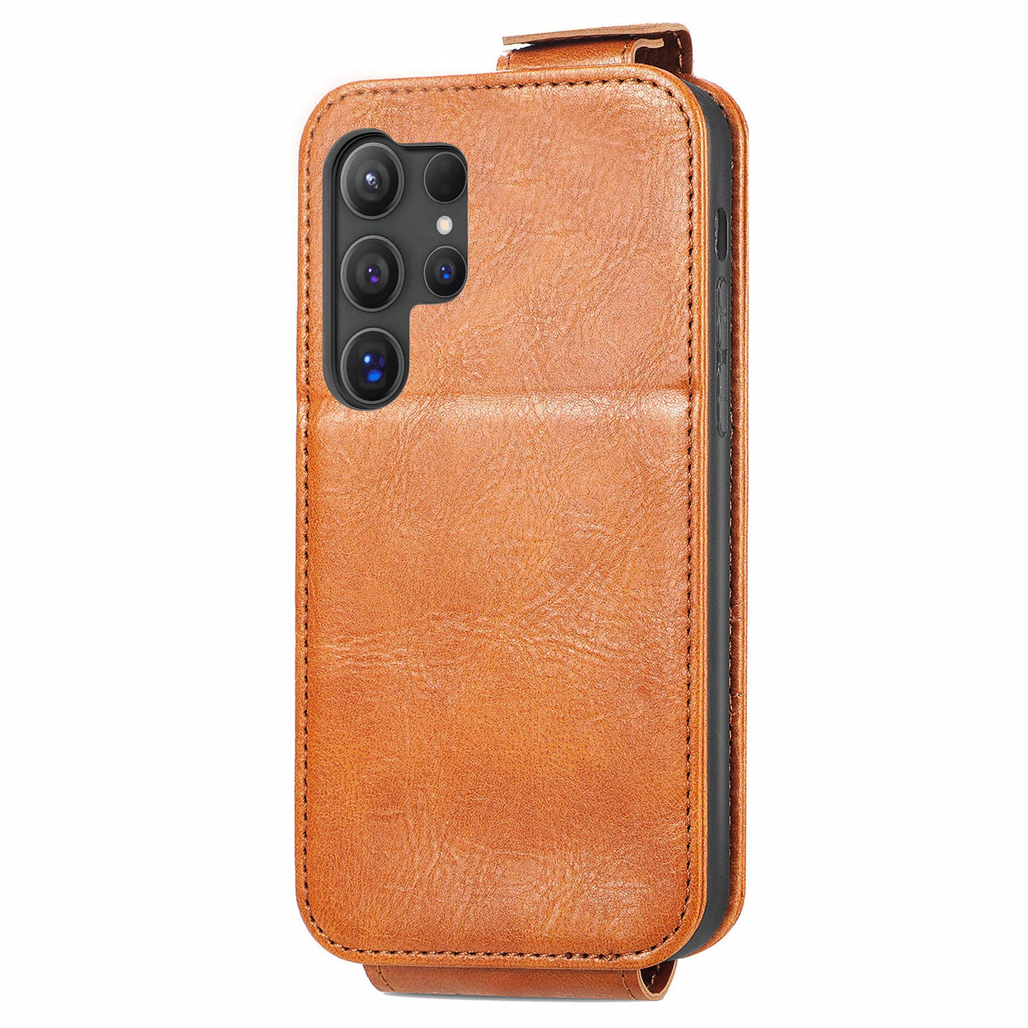 For Samsung Galaxy S24 Ultra Case Zipper Wallet Leather Cover Cell Phone Accessory Wholesale - Brown