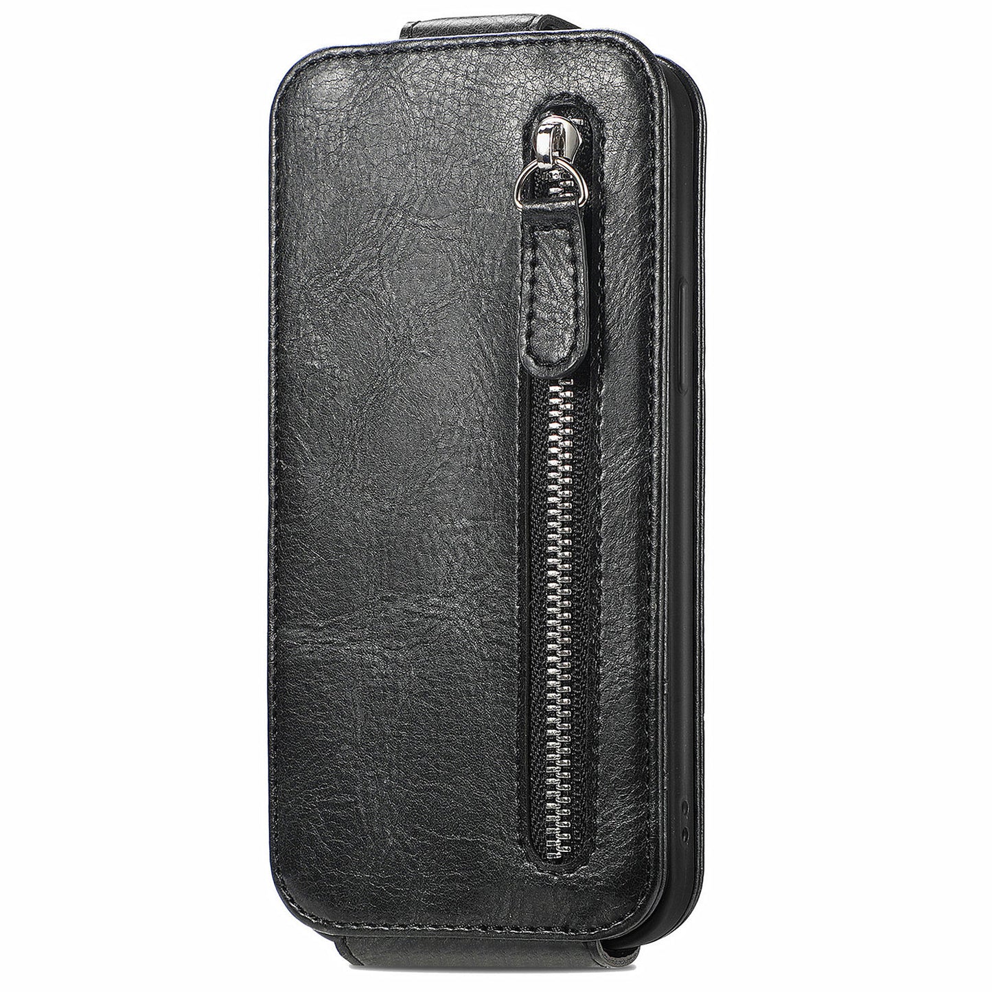 For Motorola Edge 40 Neo 5G PU Leather Phone Case Shockproof Vertical Flip Zipper Wallet Cover - Black