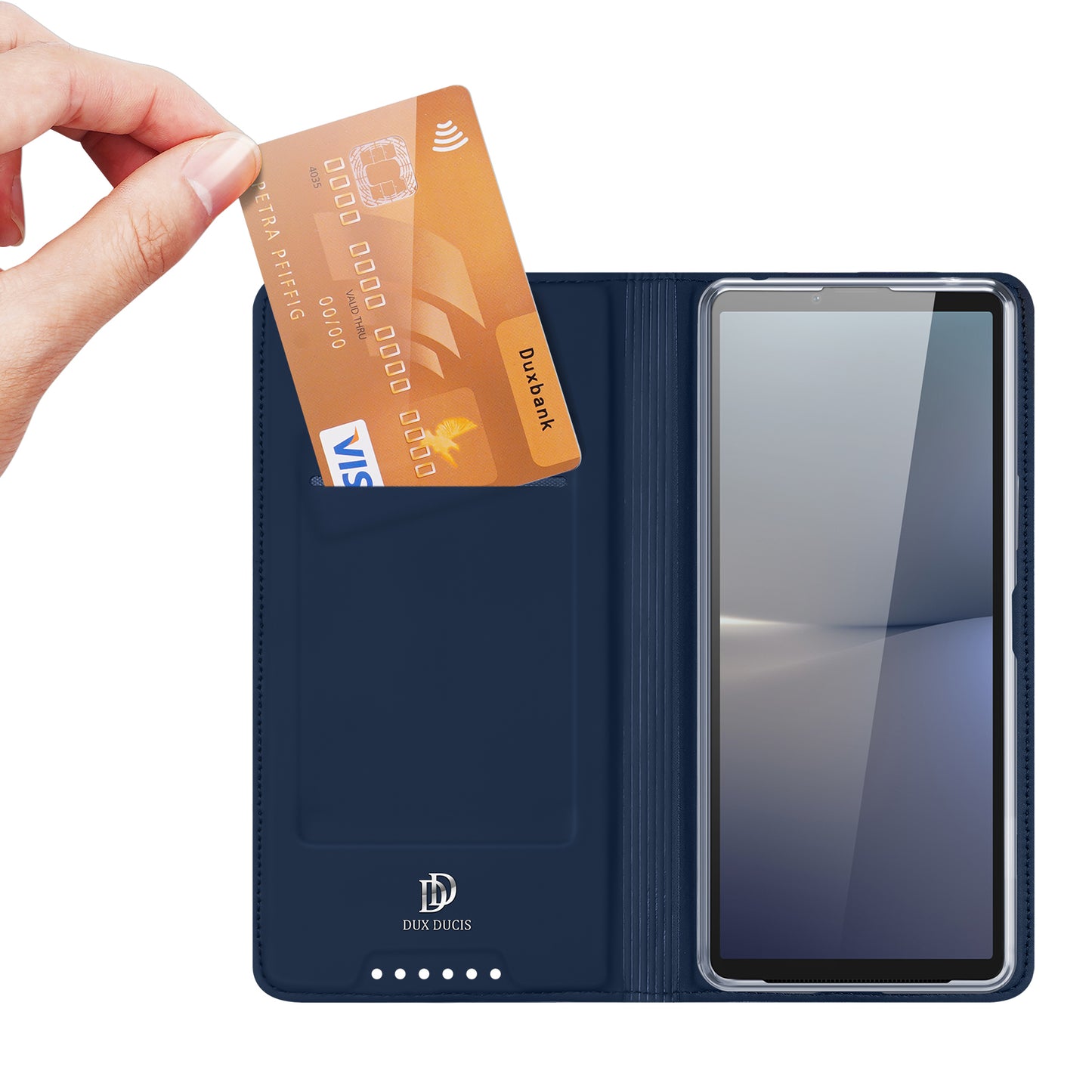 DUX DUCIS Skin Pro Series For Sony Xperia 10 VI PU Leather Case with Support Stand and Card Slot - Blue