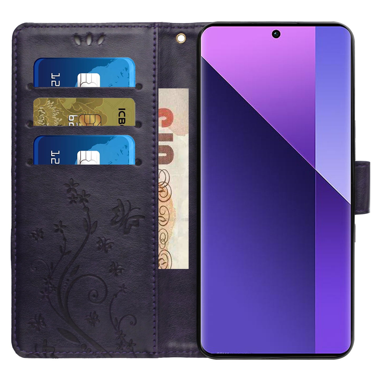 For Google Pixel 9 Case Butterfly Pattern PU Leather Wallet Phone Cover - Dark Purple