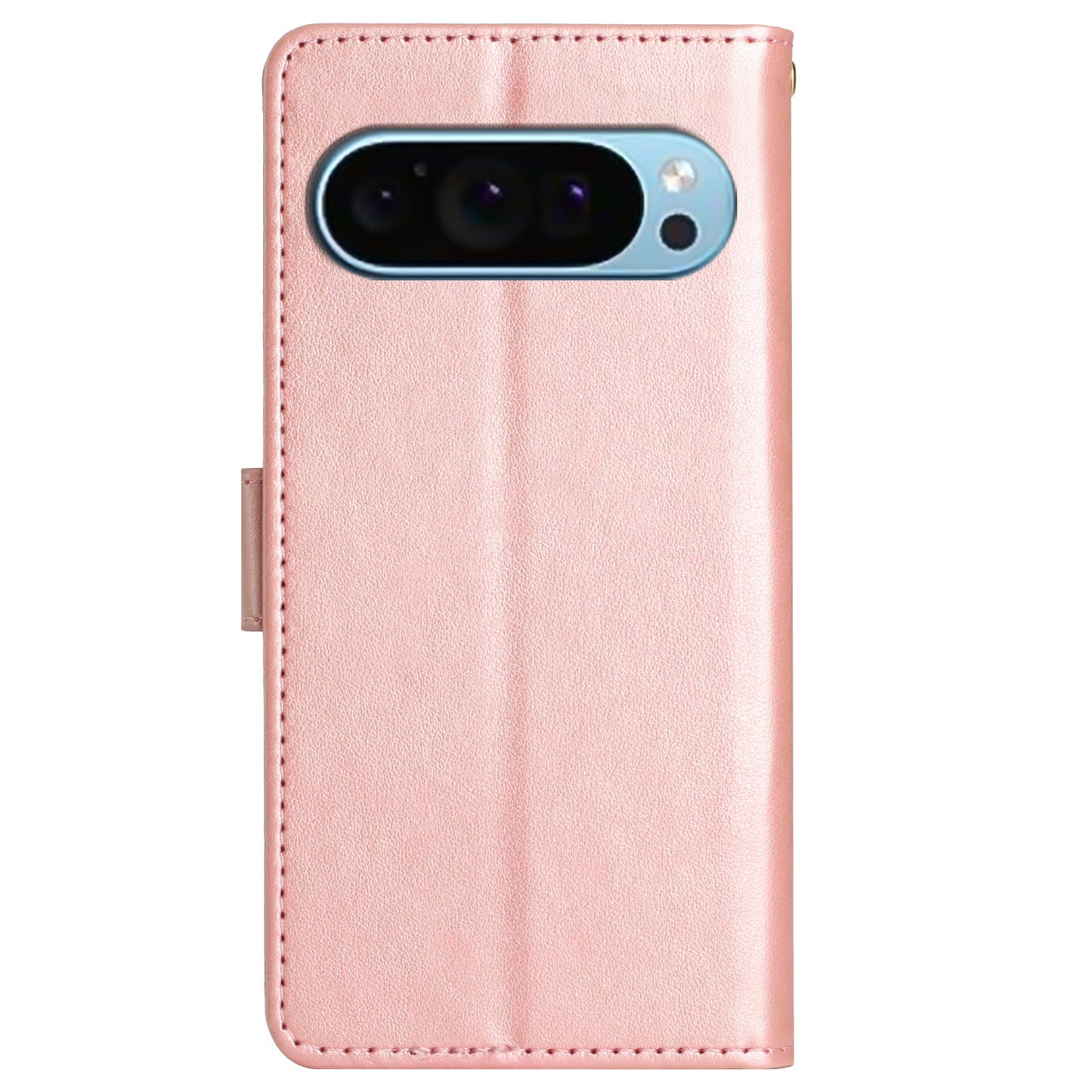 For Google Pixel 9 Case Butterfly Pattern PU Leather Wallet Phone Cover - Rose Gold