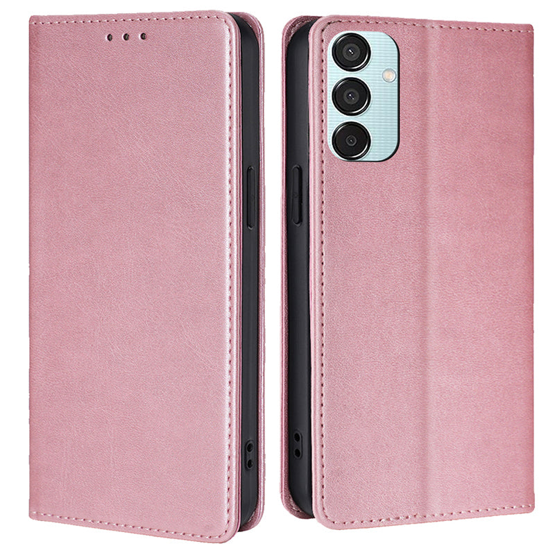 For Samsung Galaxy M15 5G Case PU Leather Calf Texture Phone Wallet Cover - Rose Gold
