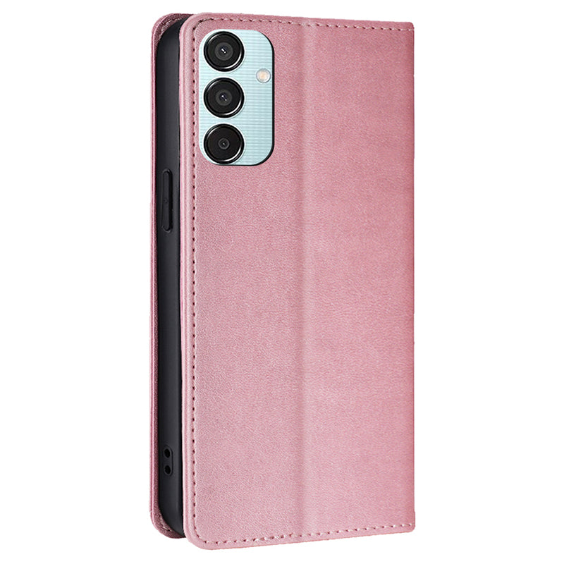 For Samsung Galaxy M15 5G Case PU Leather Calf Texture Phone Wallet Cover - Rose Gold