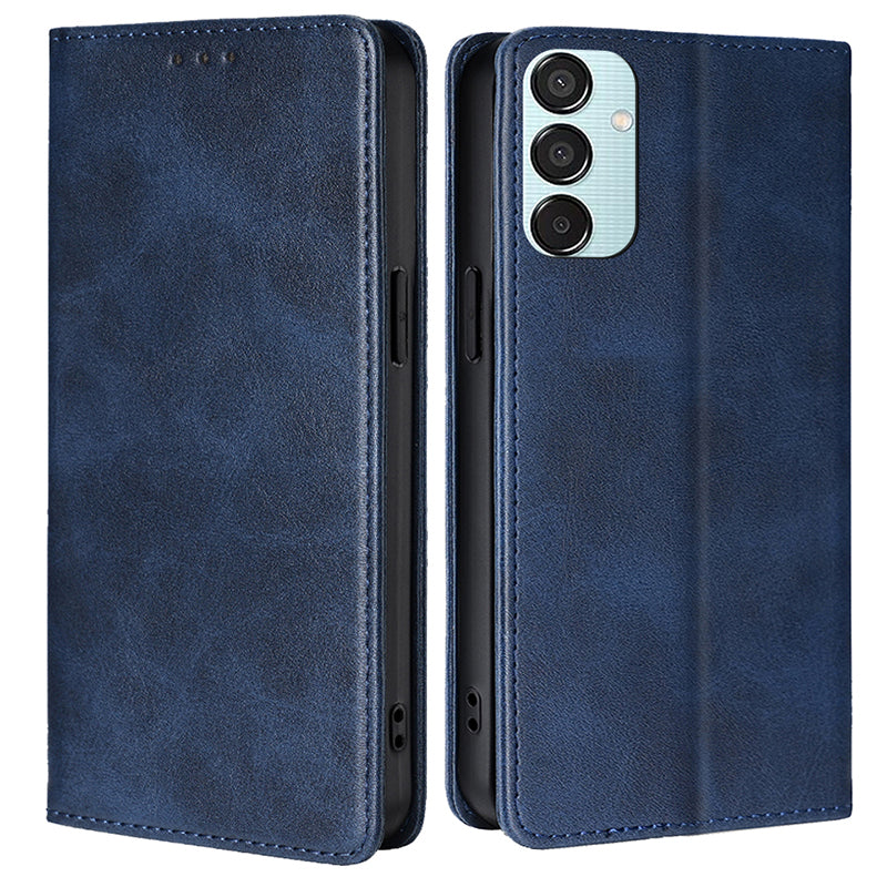 For Samsung Galaxy M15 5G Case PU Leather Calf Texture Phone Wallet Cover - Sapphire