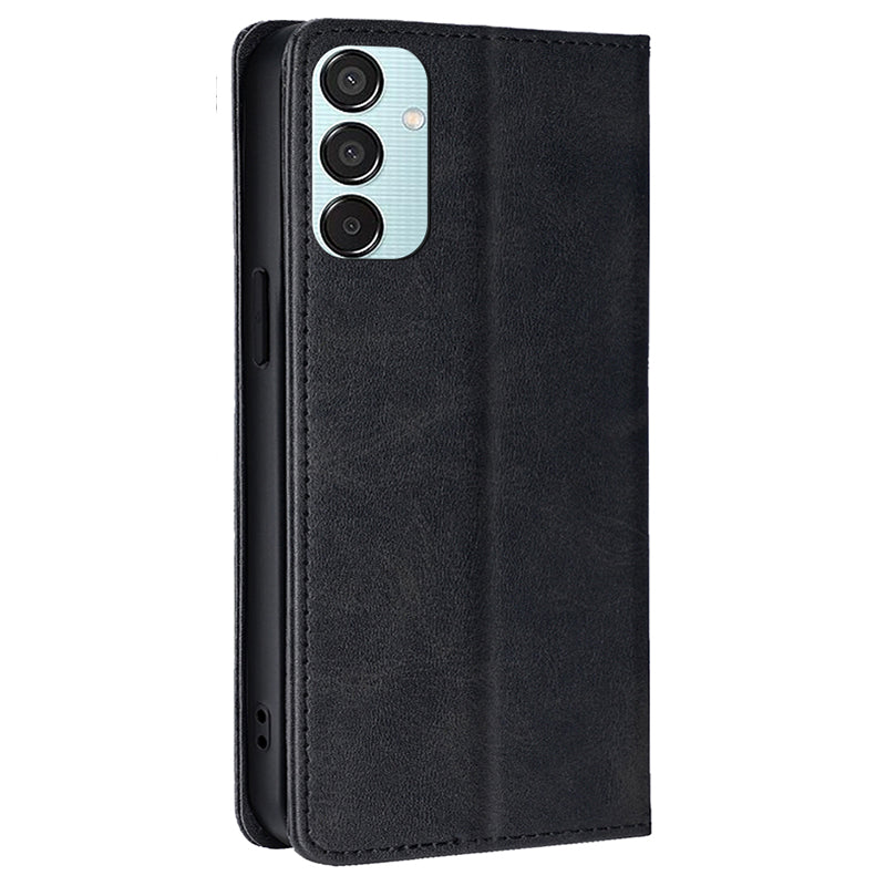 For Samsung Galaxy M15 5G Case PU Leather Calf Texture Phone Wallet Cover - Black