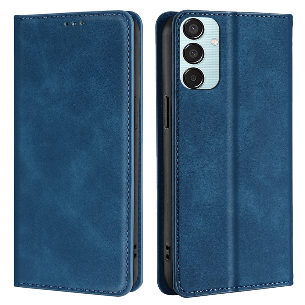 For Samsung Galaxy M15 5G Case Anti-drop Stand Card Holder PU Leather Phone Cover - Blue