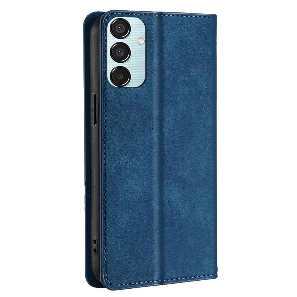 For Samsung Galaxy M15 5G Case Anti-drop Stand Card Holder PU Leather Phone Cover - Blue