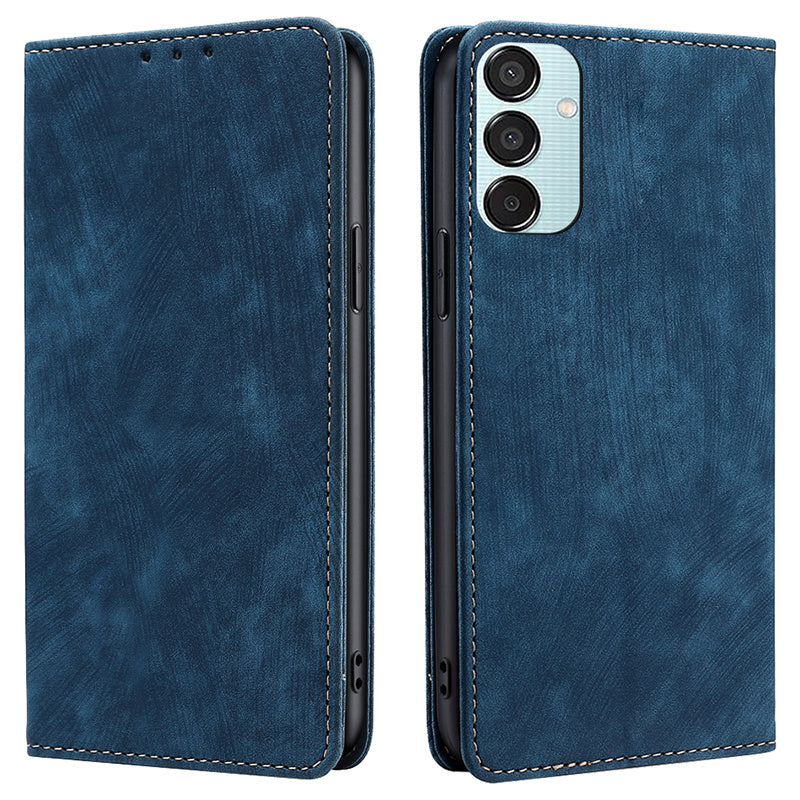 For Samsung Galaxy M15 5G Folio Flip Case RFID Blocking Card Holder Phone Cover - Blue