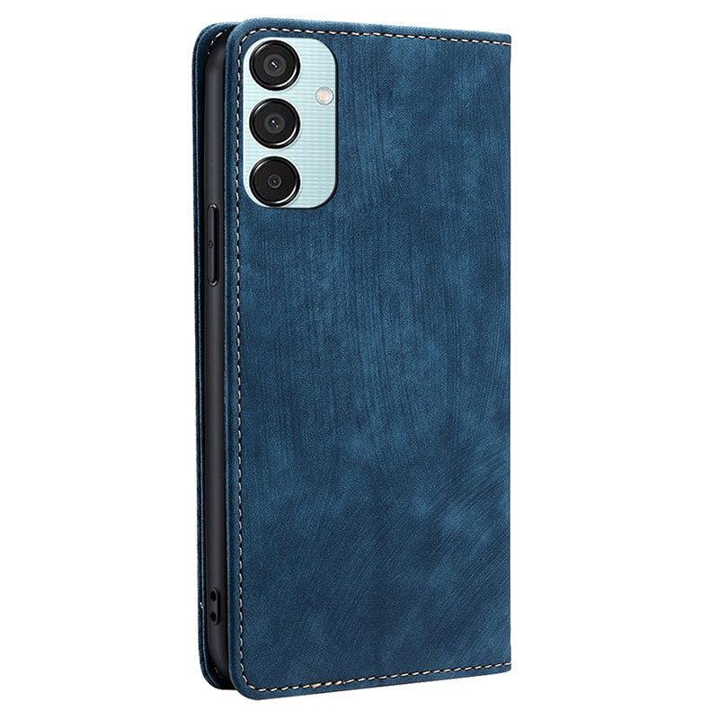 For Samsung Galaxy M15 5G Folio Flip Case RFID Blocking Card Holder Phone Cover - Blue