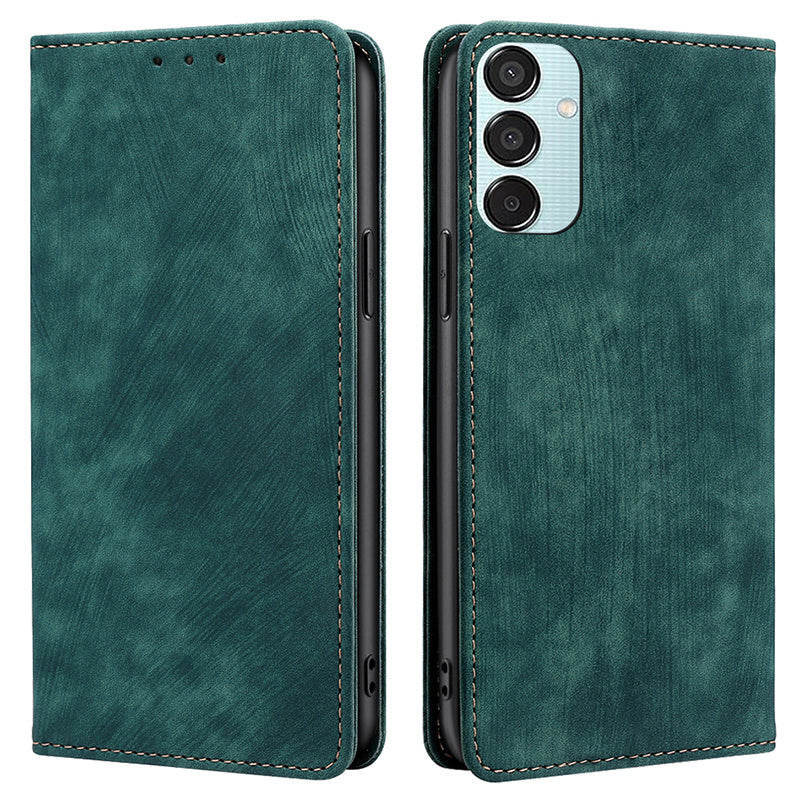 For Samsung Galaxy M15 5G Folio Flip Case RFID Blocking Card Holder Phone Cover - Green