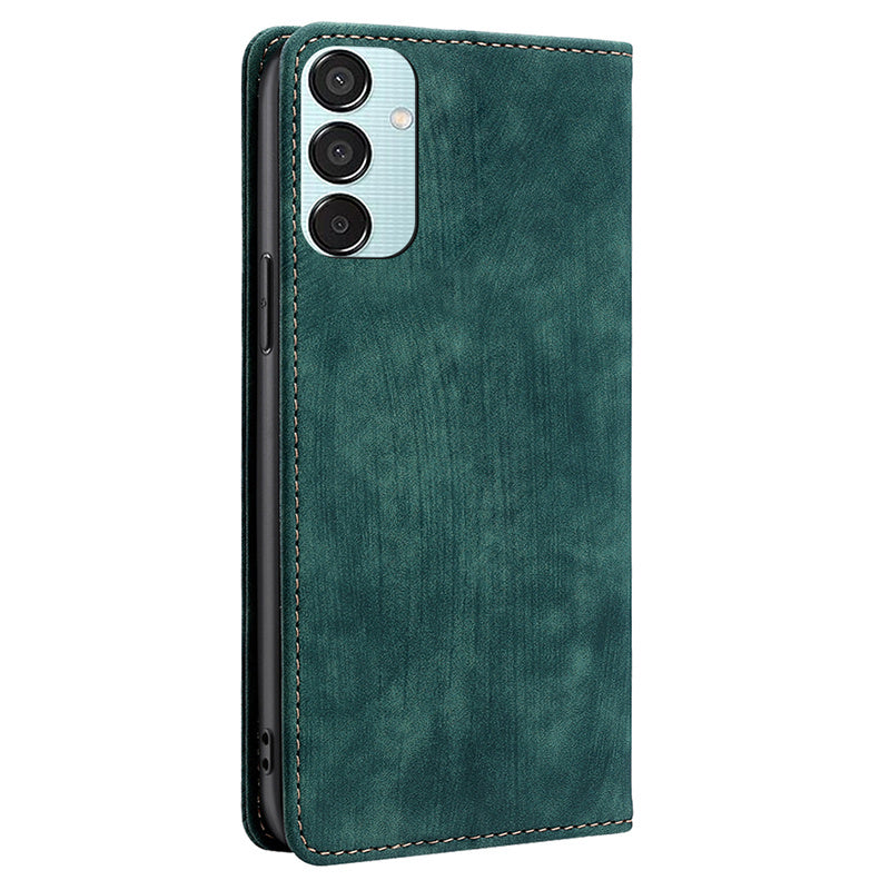 For Samsung Galaxy M15 5G Folio Flip Case RFID Blocking Card Holder Phone Cover - Green