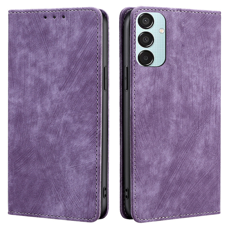 For Samsung Galaxy M15 5G Folio Flip Case RFID Blocking Card Holder Phone Cover - Purple