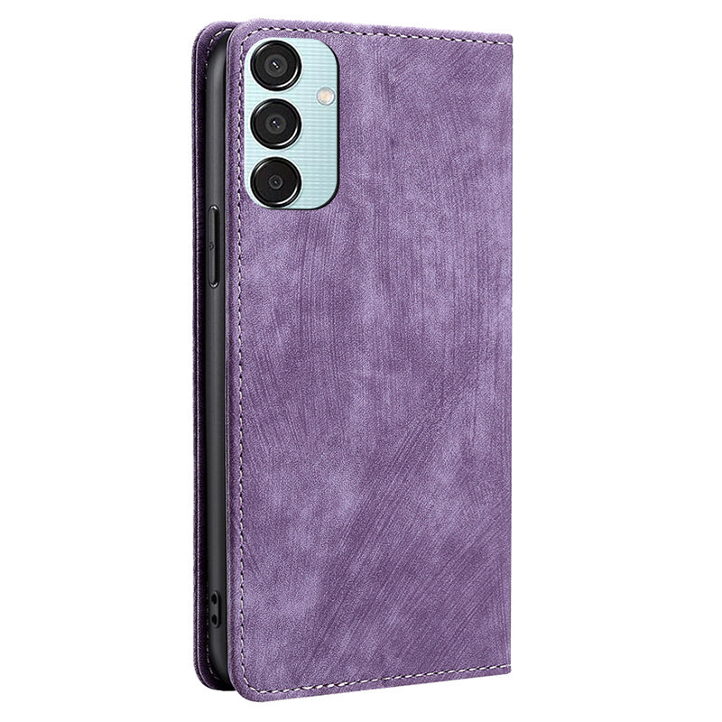For Samsung Galaxy M15 5G Folio Flip Case RFID Blocking Card Holder Phone Cover - Purple