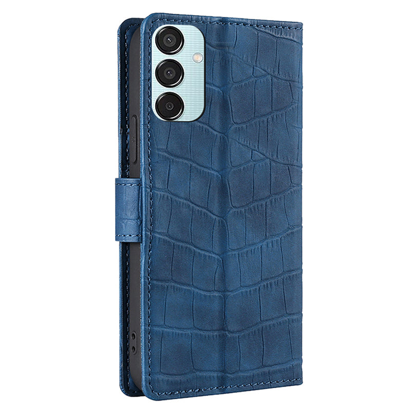 For Samsung Galaxy M15 5G Case Crocodile Texture Leather Wallet Phone Cover - Blue