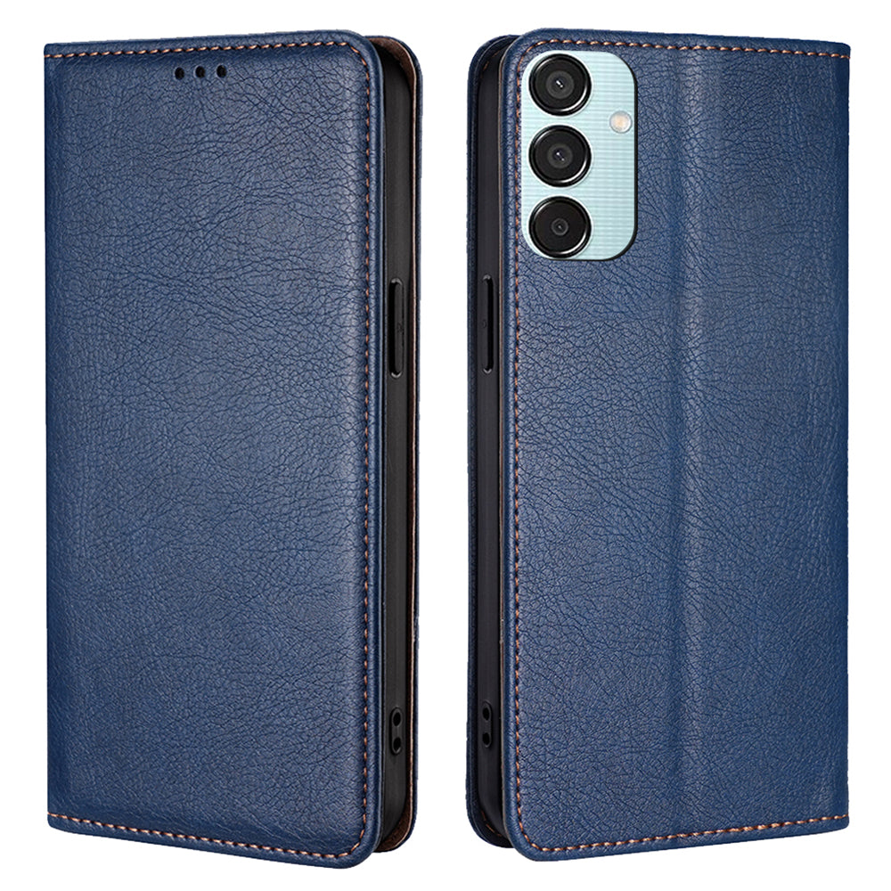 For Samsung Galaxy M15 5G Magnetic Closure Wallet Case Leather Phone Cover - Blue