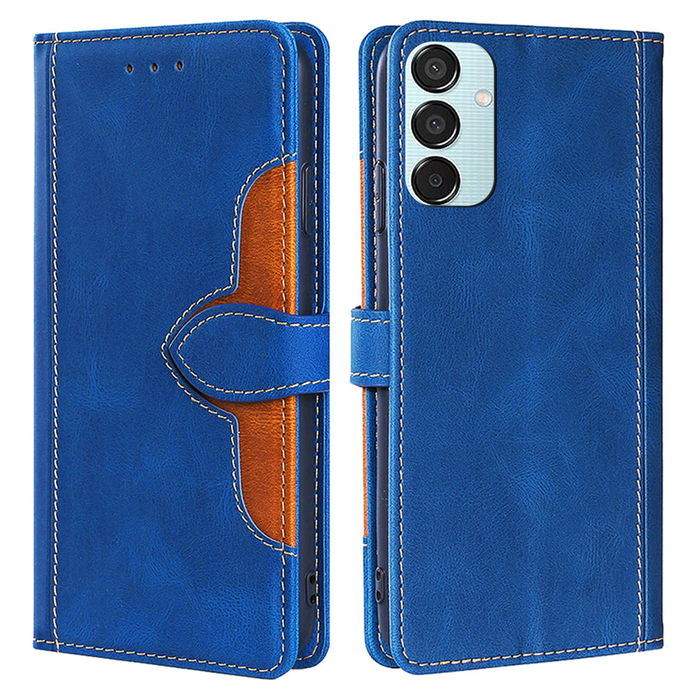 For Samsung Galaxy M15 5G Cover PU Leather Stand Wallet Shockproof Phone Case - Blue